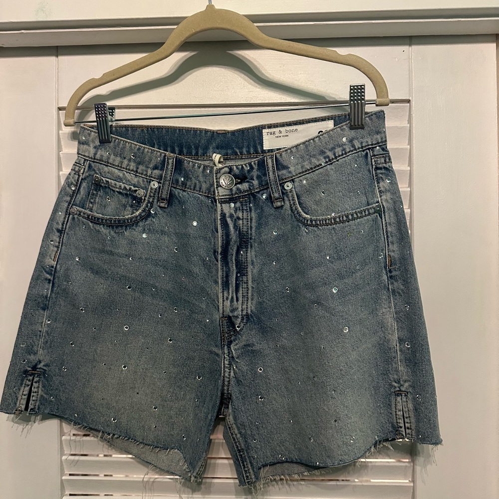 rag & bone Embellished Blue Jean Shorts